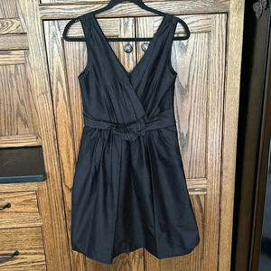 WHBM Faux Wrap 100% Silk  V Neck Lined fit‎ flare party ballet Dress Cocktail 6